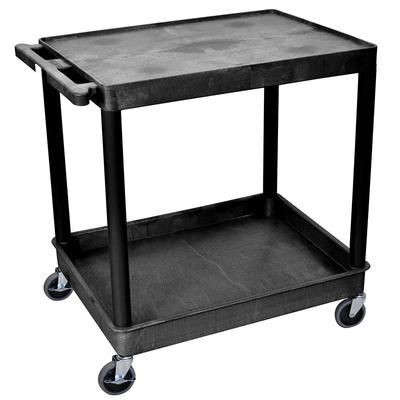 Luxor TC21-B 2 Level Polymer Utility Cart w/ 400 lb Capacity, Raised Ledges, Black
