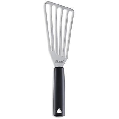Louis Tellier 735351600 Angled Slotted Turner w/ Stainless Steel Blade & Black Polypropylene Handle, Silver