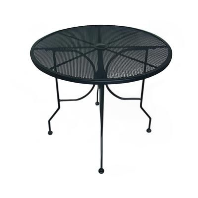 American Tables & Seating ALM36 36" Round Outdoor Table w/ Umbrella Hole - Aluminum, Black, Round Top