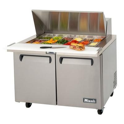 Migali C-SP48-18BT-HC 48 1/5" Competitor Series Sandwich/Salad Prep Table w/ Refrigerated Base, 115v, 18 Sixth-Size Pans, 9.25" Cutting Board, Stainless Steel