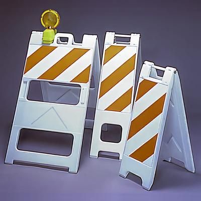 Accuform Signs FBA311OR Fold Up Barricade w/ Orange/White Reflective Sheeting - Plastic, Orange Body