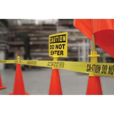 Accuform Signs FBC107YL Universal Cone Adapter for Standard Traffic Cones - Plastic, Yellow, Sign, Flag, Light Mount