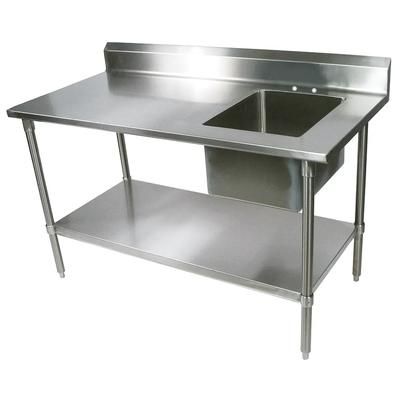 John Boos EPT8R5-3072SSK-R 72" Work Table w/ 1 Right Bowl, Stainless Steel, Right-Mounted Bowl, Stainless Steel