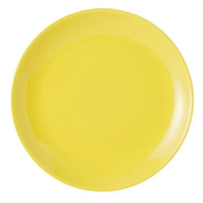 Tuxton BSA-0904 9" Round TuxCareÂ© Plate - Ceramic, Saffron, 12/Case, Yellow