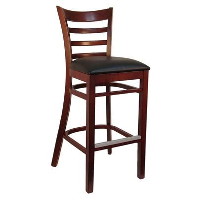 H&D Commercial Seating 8641B DM/BKV Bar Stool w/ Ladder Back & Black Vinyl Seat, Dark Mahogany