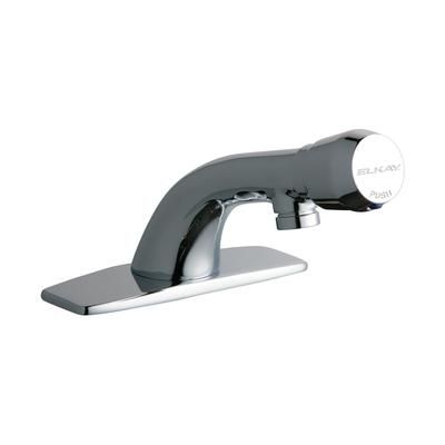Elkay LK652 Deck Mount Metering Faucet w/ 4 1/8" Spout & Push Button Cap, Silver