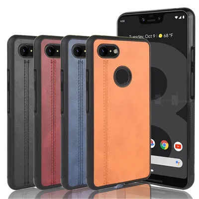 Coque arrière rigide en cuir PU pour Google Pixel 3 compatible modèles 3 XL et 3 XL