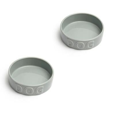 Grey Classic Pet Bowl, 1 Cup, Set of 2, Medium, Gray