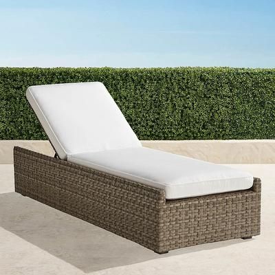 Ashby Chaise with Cushions in Putty Wicker - Standard, Glacier with Canvas Piping - Frontgate
