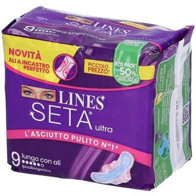 LINES Seta Ultra Lungo con Ali 9 pz Assorbenti
