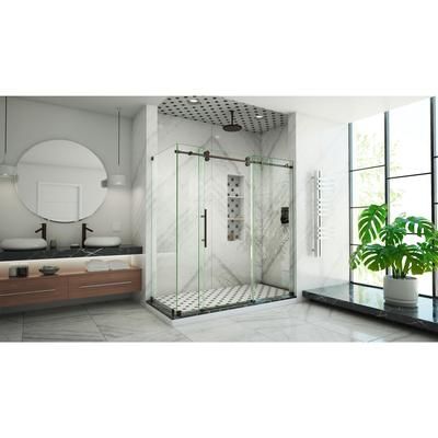 Dreamline DreamLine Enigma-XO 34 1/2 inch D x 68 3/8 - 72 3/8 inch W x 76 inch H Frameless Sliding Shower Enclosure in Oil Rubbed Bronze Stainless Steel SHEN-6134722-06