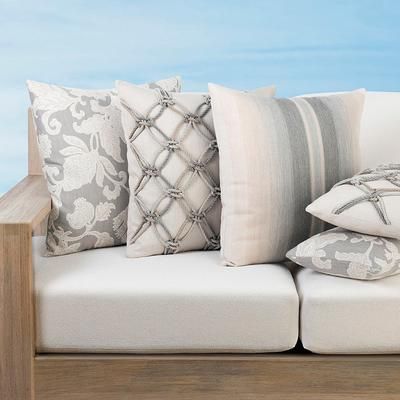 Mariner Indoor/Outdoor Pillow Collection by Elaine Smith - Transpire Gray, 12" x 20" Lumbar Transpire Gray - Frontgate
