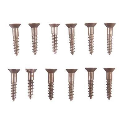 Brownells Unplated Steel Flat Head Wood Screw Kit - 3x1/2" Steel Flat Head Wood Screws Blued 12 Pack