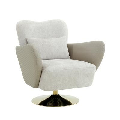 Pasargad Home Mercer Upholstered Swivel Lounge Chair, Beige - Pasargad Home PZW-20093