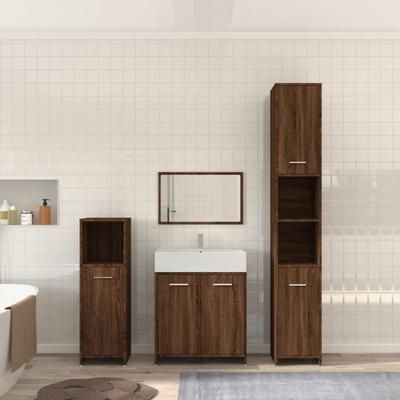 vidaXL Set Mobili da Bagno 4 pz Rovere Marrone in Legno Multistrato