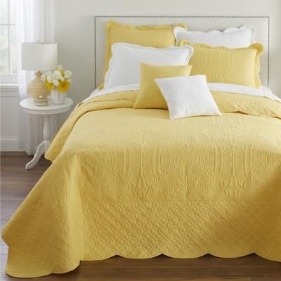 Lily Damask Bedspread by BrylaneHome in Butter (Size KING)