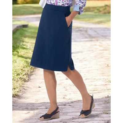 Appleseeds Women's FlexKnit 7-Pocket Pull-On Skirt - Blue - PM - Petite