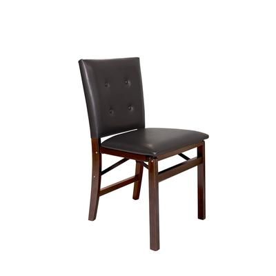 Parson'S Wood Folding Chairs, Set Of 2 by Stakmore in Expresso Bonded Leather