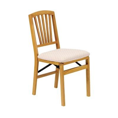 Slat Back Wood Folding Chairs, Set Of 2 by Stakmore in Oak