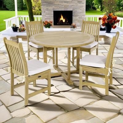 5pc Teak Round Dining Set