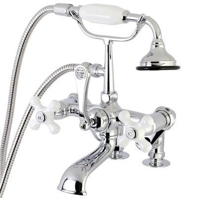 Kingston Brass AE660T1 Auqa Vintage 7-inch Adjustable Clawfoot Tub Faucet with Hand Shower, Polished Chrome - Kingston Brass AE660T1