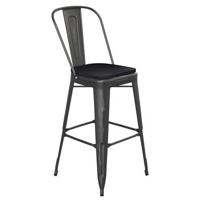 Flash Furniture ET-3534-30-BK-PL1B-GG Counter Height Commercial Bar Stool w/ Curved Back & 30" Wood Seat, Black