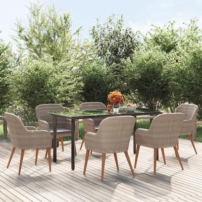 vidaXL Set da Pranzo da Giardino 7 pz con Cuscini Marrone