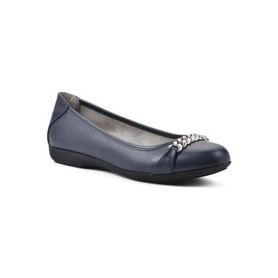 Wide Width Women's Charmed Flat by Cliffs in Navy Smooth (Size 8 1/2 W)