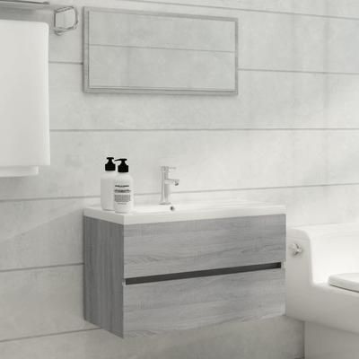 vidaXL Set Mobili da Bagno 2 pz Grigio Sonoma in Legno Multistrato