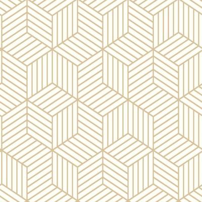 Peel And Stick Wallpaper by RoomMates in Striped Hexagon White Gold