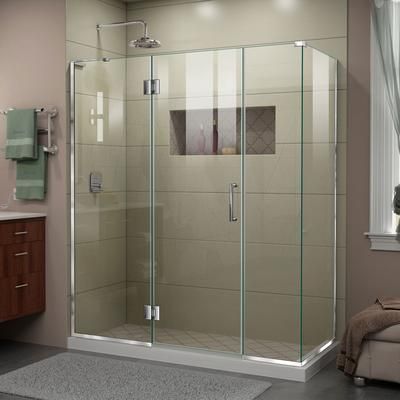 Dreamline DreamLine Unidoor-X 64 inch W x 34 3/8 inch D x 72 inch H Frameless Hinged Shower Kit in Chrome E3261434L-01