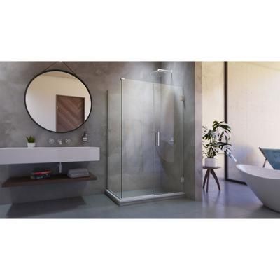 Dreamline DreamLine Unidoor Plus 49 1/2 inch W x 30 3/8 inch D x 72 inch H Frameless Hinged Shower Kit in Brushed Nickel SHEN-24495300-04