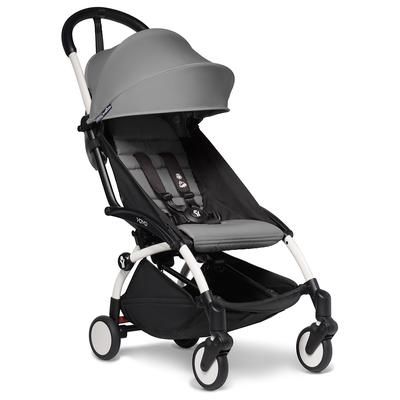 Babyzen YOYO2 Ultra Compact Complete 6+ Stroller with Bassinet & Rolling Bag Bundle - White/Grey