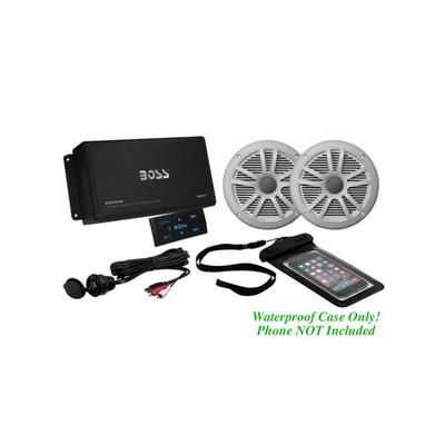 Boss Audio Marine Package - 500W Bluetooth Amplifier and One Pair of 6.5in Speakers Black/Silver ASK902B.6