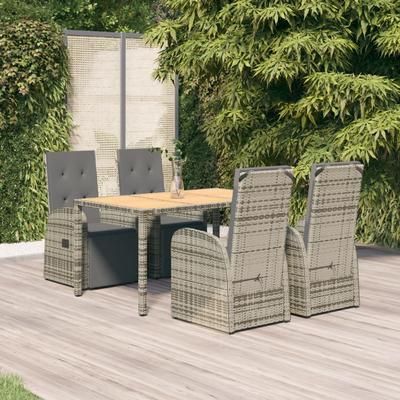 vidaXL Set da Pranzo da Giardino 5 pz con Cuscini in Polyrattan Grigio