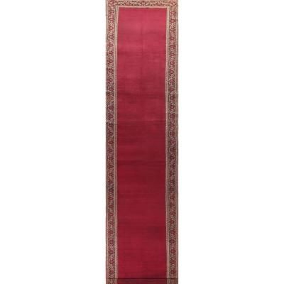 Pre-1900 Antique Kerman Lavar Persian Rug Handmade Wool Carpet - 3'7"x23'5"