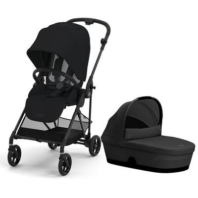 Cybex Melio Carbon 3 Compact Stroller + Melio Cot 3 Bundle - Moon Black