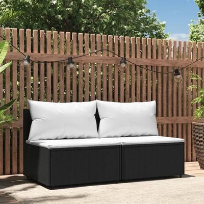 vidaXL Divani Centrali da Giardino con Cuscini 2pz in Polyrattan Nero