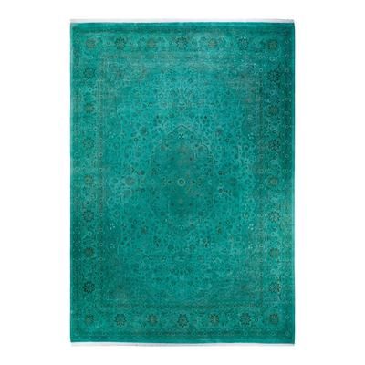 Overton Hand Knotted Wool Vintage Inspired Modern Contemporary Overdyed Green Area Rug - 10' 1" x 14' 5"