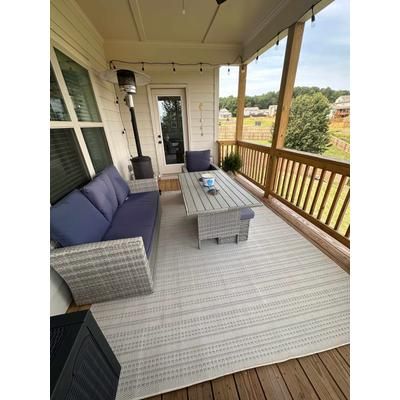 Galen 5'3" x 7' Modern Rose Cream/Dusty Sage/Smoke/Gray/Neutral Outdoor Area Rug - Boutique Rugs