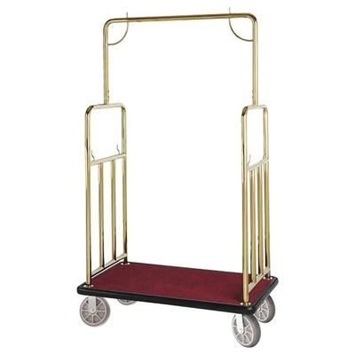 Hospitality 1 Source BCF107TG Luggage Cart w/ Carpeted Deck - 43"L x 25"W x 75"H, Gold