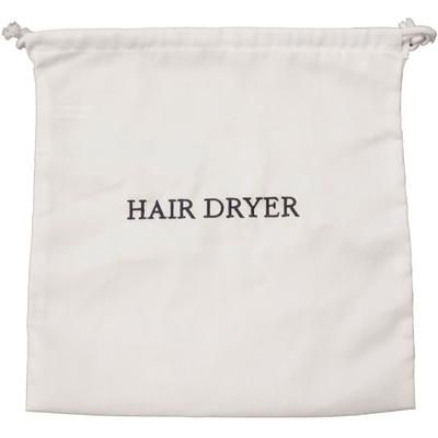 Hospitality 1 Source HDBAG-WH Hair Dryer Bag w/ Drawstring Closure - 12" x 12", Poly/Cotton, White w/ Navy Embroidery, Case of 10