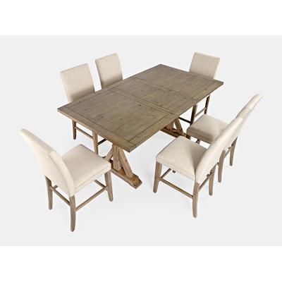 "Carlyle Crossing Solid Pine 78" Seven-Piece Counter Height Dining Set with Upholstered Chairs - Jofran 1921-78C-7U"