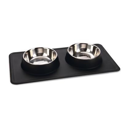 Karlie Stainless Steel Silicone Dex Diner Set Dog Bowls |2x350ml, Ø 14cm Black