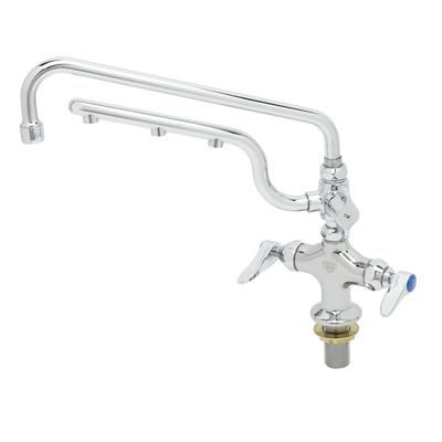 T&S B-0201-U12 Deck Mount Faucet - 12" Swing Spout, 10" Spray Arm, Stainless Steel