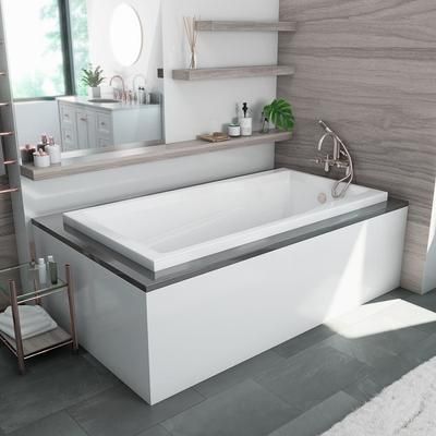 Aquatic Ascot II 66 Inch Acrylic Drop-in Universal Drain Bathtub - White 4466530-WH
