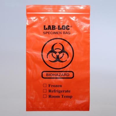 LK Packaging LAB20609ROP Lab-Loc Reclosable 3-Wall Specimen Bags - 6" x 9", Polyethylene, Red Opaque