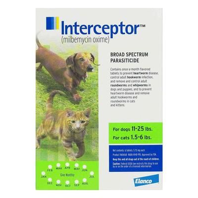 Interceptor For Small Dogs 11-25 Lbs (Green) 6 Chews