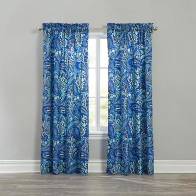 Wide Width BH Studio Microfiber Rod-Pocket Panel by BH Studio in Navy Paisley (Size 50" W 63" L)