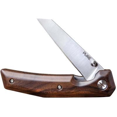 WOOX Pure Folding Knife 3.5in D2 Steel Satin Tanto Blade American Walnut Handle BUKNF05001